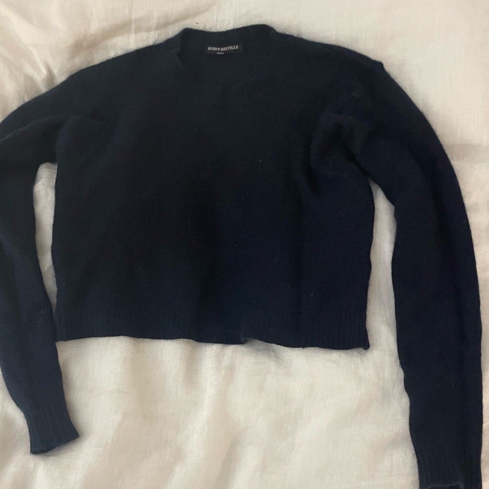 Brandy Melville cropped super soft navy sweater